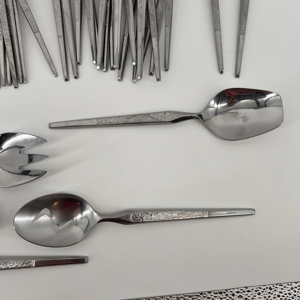 63 Piece WINTHROP W.M. Dalton Stainless Japan‎ Flatware Including Serving Pieces